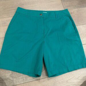 KIM ROGERS WOMEN GREEN CHINO SHORTS SIZE 14